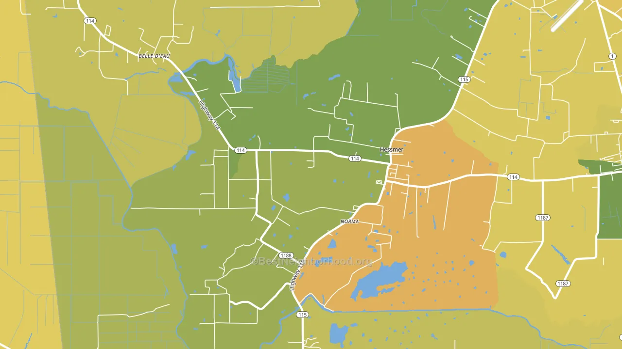 Hessmer, LA block-group voter-turnout map