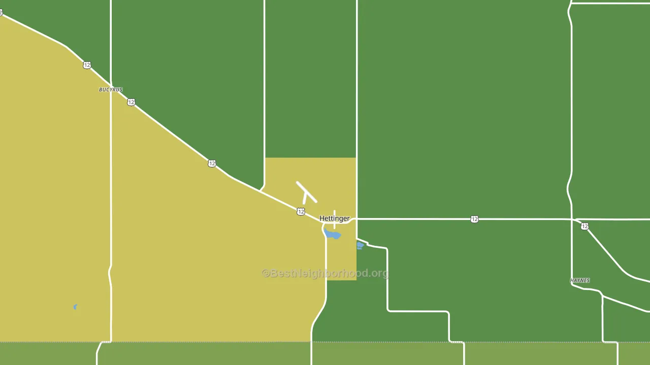 Hettinger, ND block-group voter-turnout map