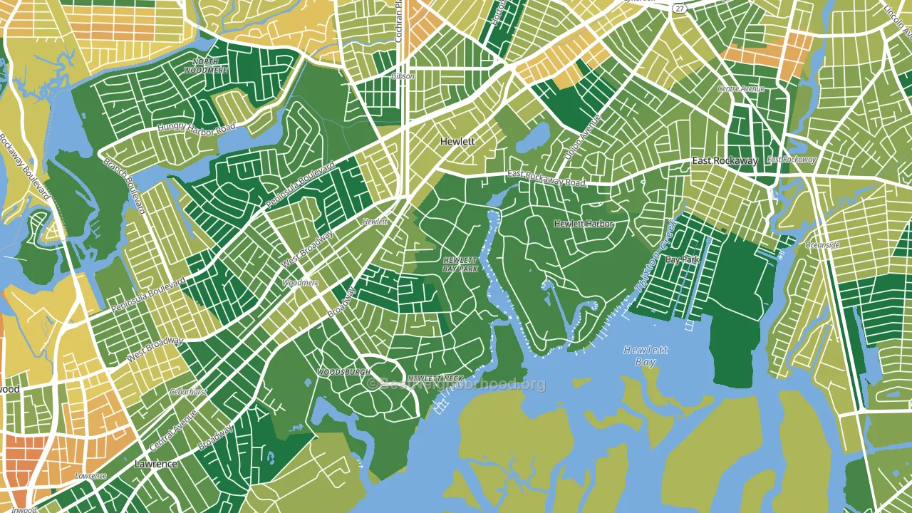 Hewlett Bay Park, NY block-group voter-turnout map