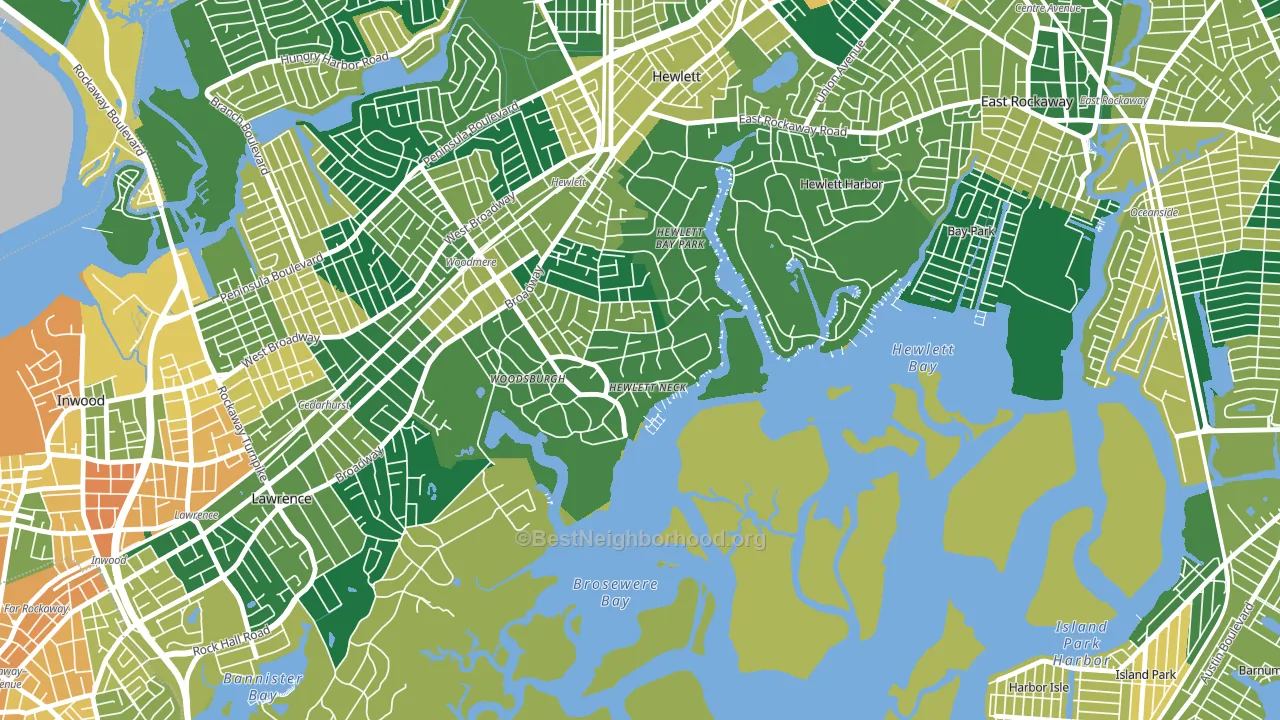 Hewlett Neck, NY block-group voter-turnout map