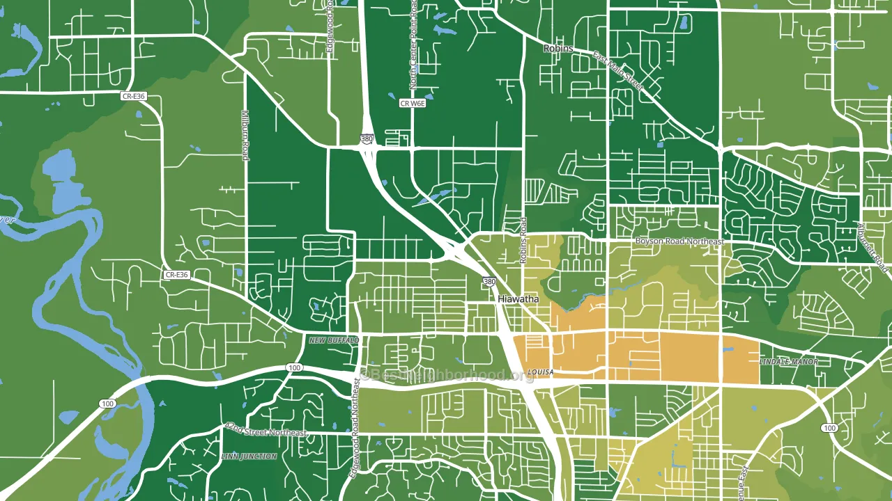 Hiawatha, IA block-group voter-turnout map