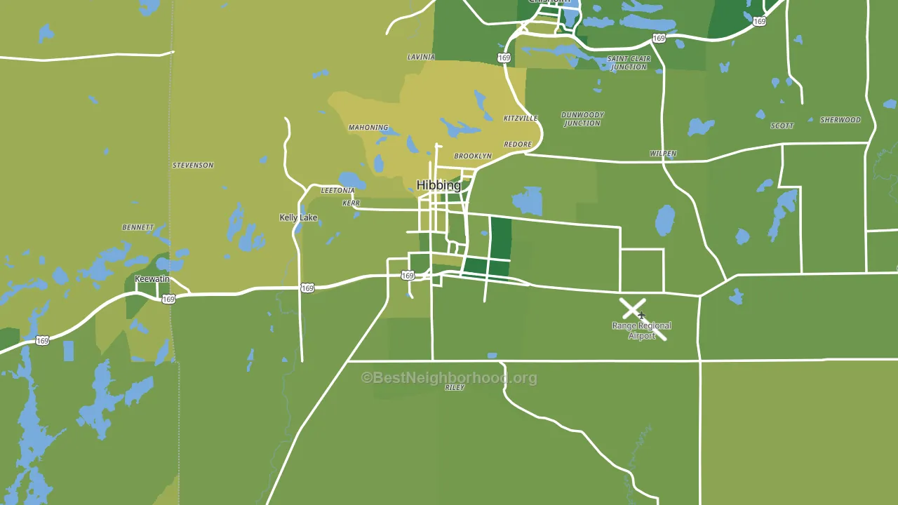 Hibbing, MN block-group voter-turnout map