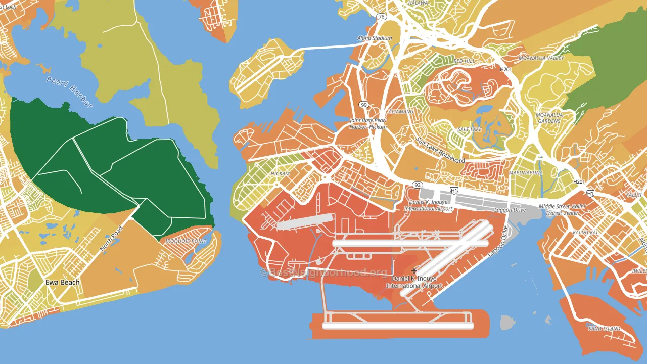 Hickam Housing, HI block-group voter-turnout map