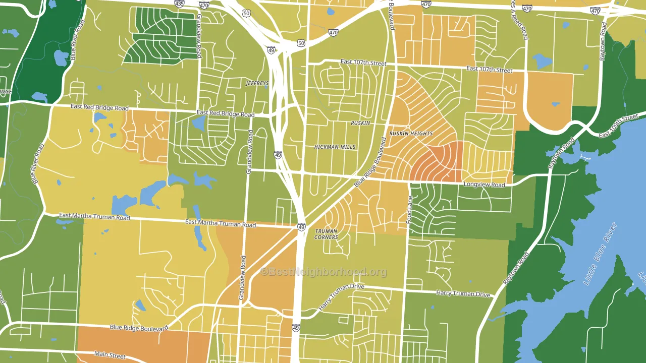 Hickman Mills, Kansas City, MO block-group voter-turnout map