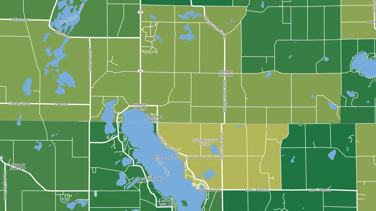 Hickory Corners, MI block-group voter-turnout map