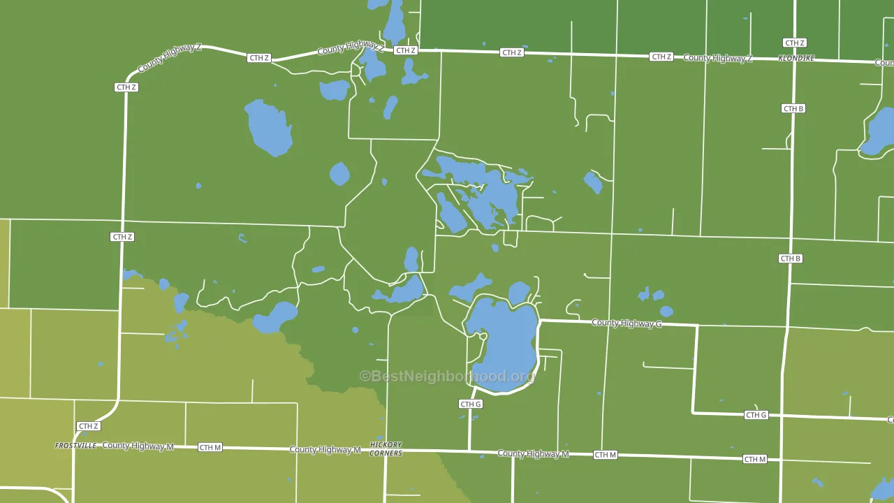 Hickory Corners, WI block-group voter-turnout map