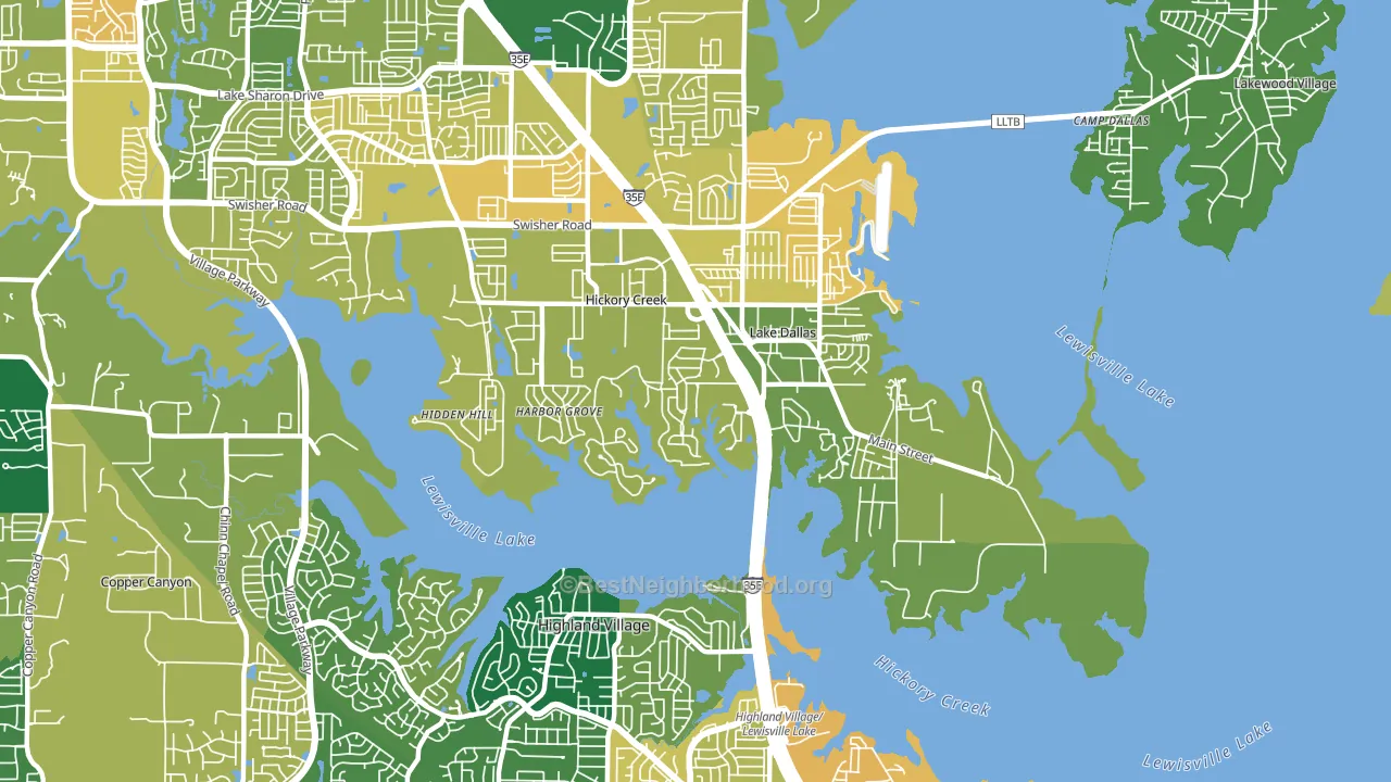 Hickory Creek, TX block-group voter-turnout map