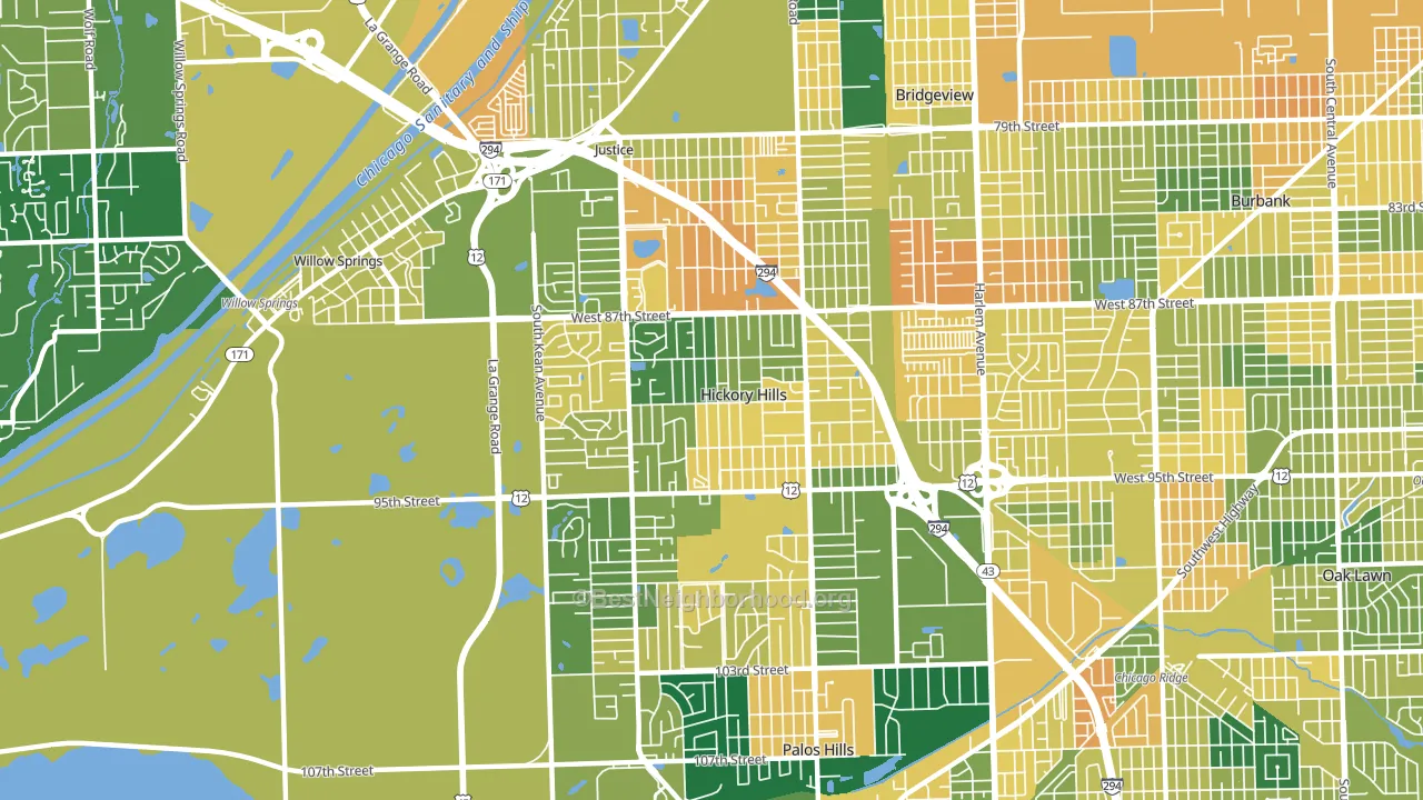 Hickory Hills, IL block-group voter-turnout map