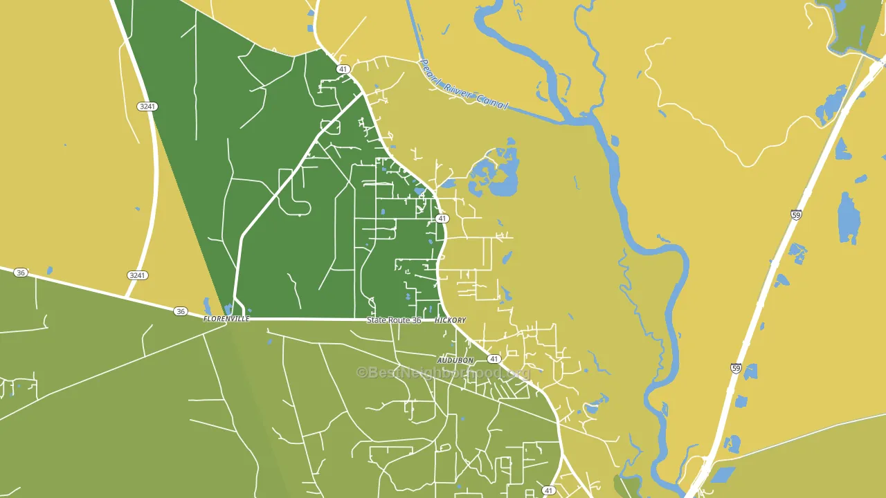 Hickory, LA block-group voter-turnout map