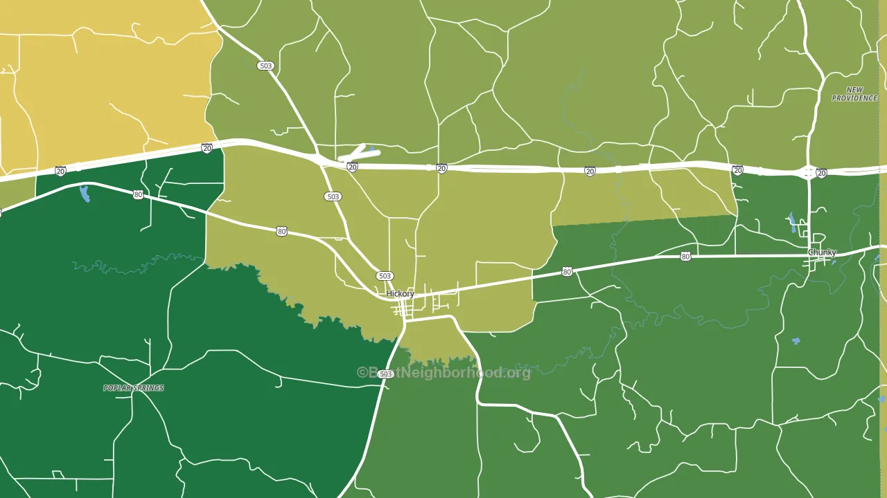 Hickory, MS block-group voter-turnout map