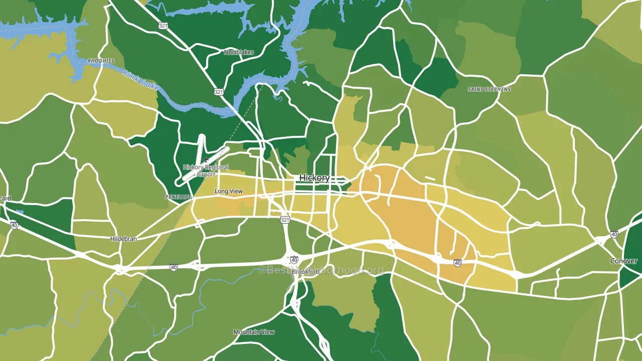 Hickory, NC block-group voter-turnout map
