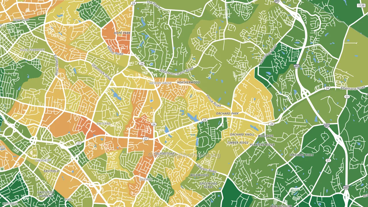Hickory Ridge, Charlotte, NC block-group voter-turnout map