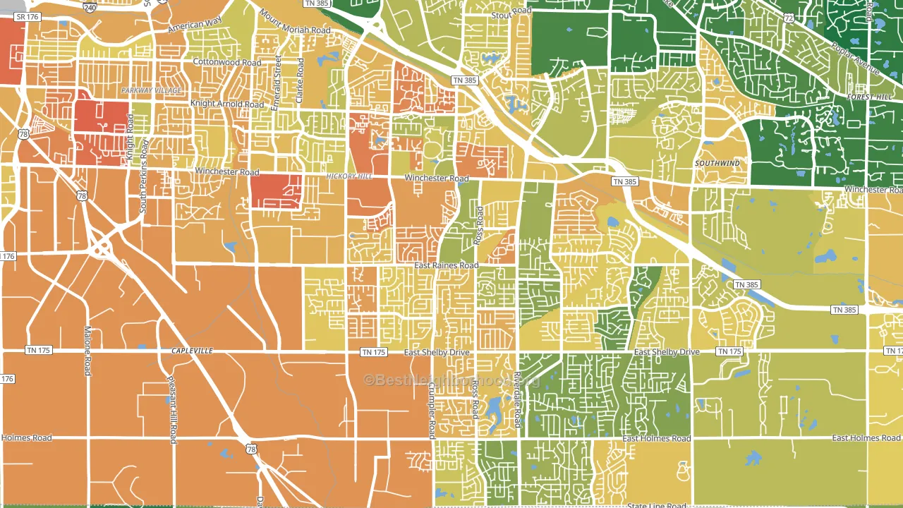 Hickory Ridge-South Riverdale, Memphis, TN block-group voter-turnout map