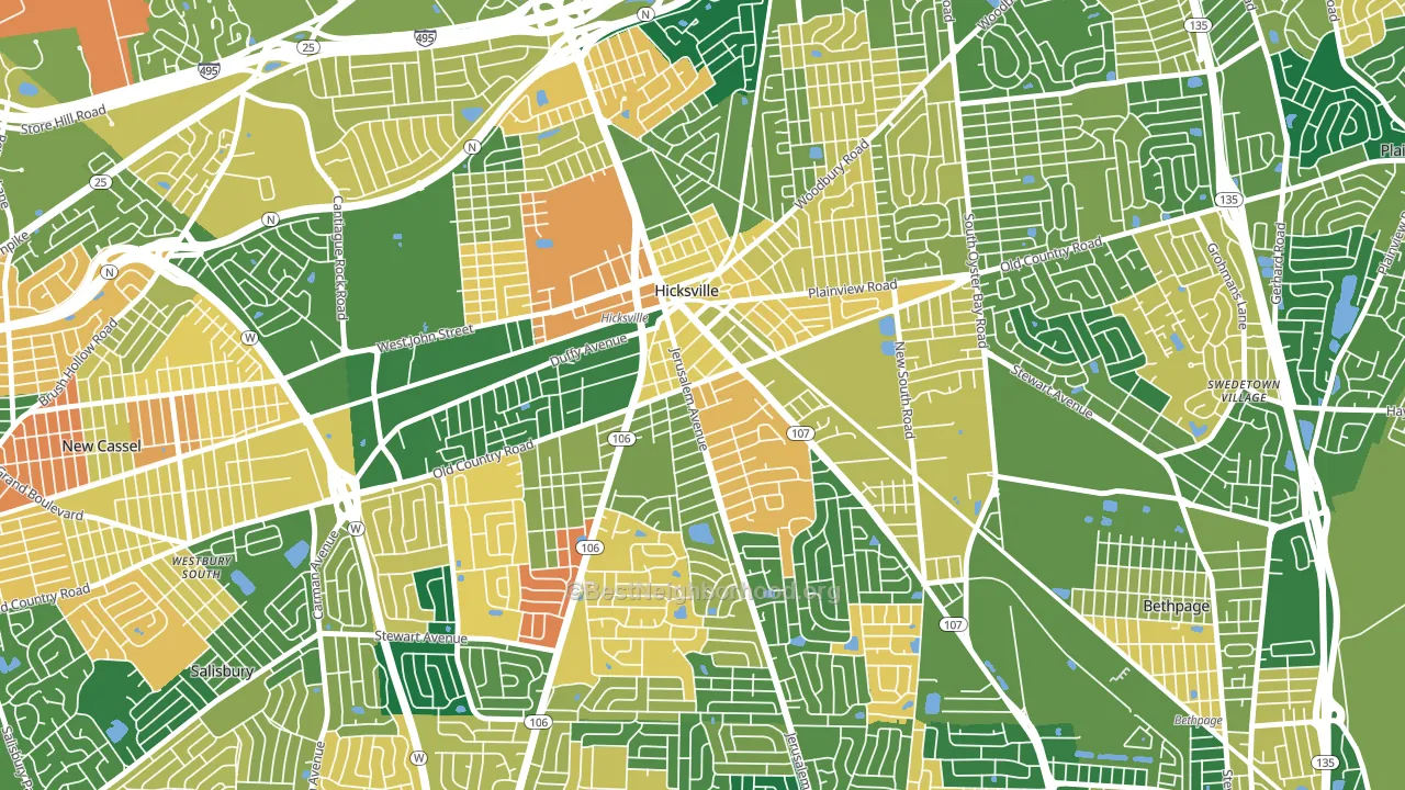 Hicksville, NY block-group voter-turnout map
