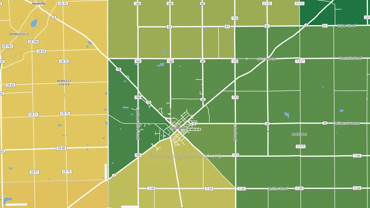 Hicksville, OH block-group voter-turnout map