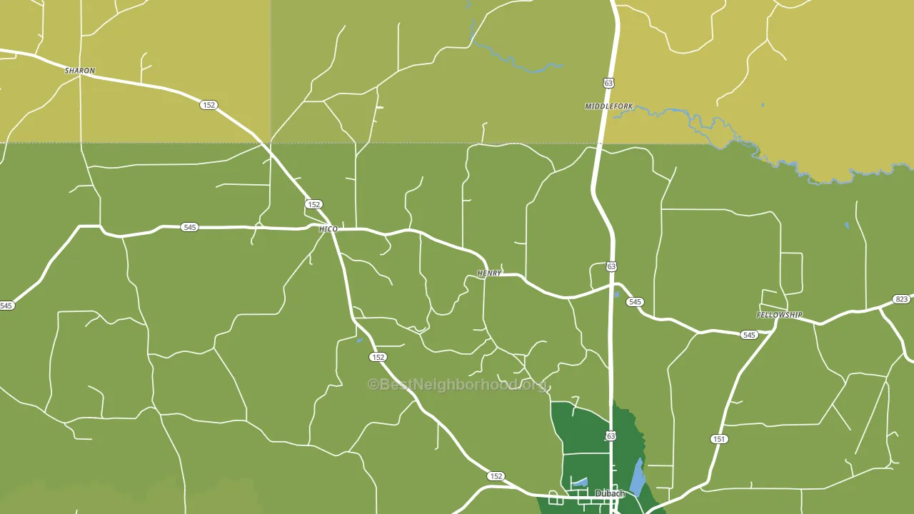 Hico, LA block-group voter-turnout map