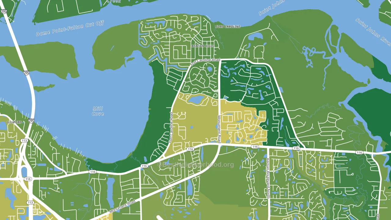 Hidden Hills, Jacksonville, FL block-group voter-turnout map