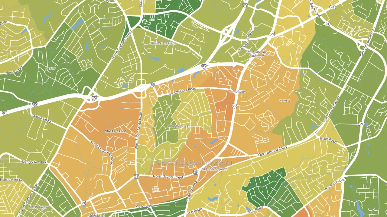 Hidden Valley, Charlotte, NC block-group voter-turnout map