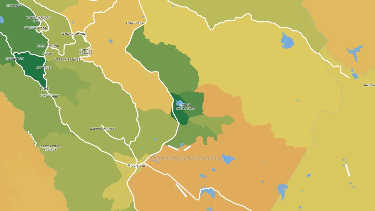 Hidden Valley Lake, CA block-group voter-turnout map
