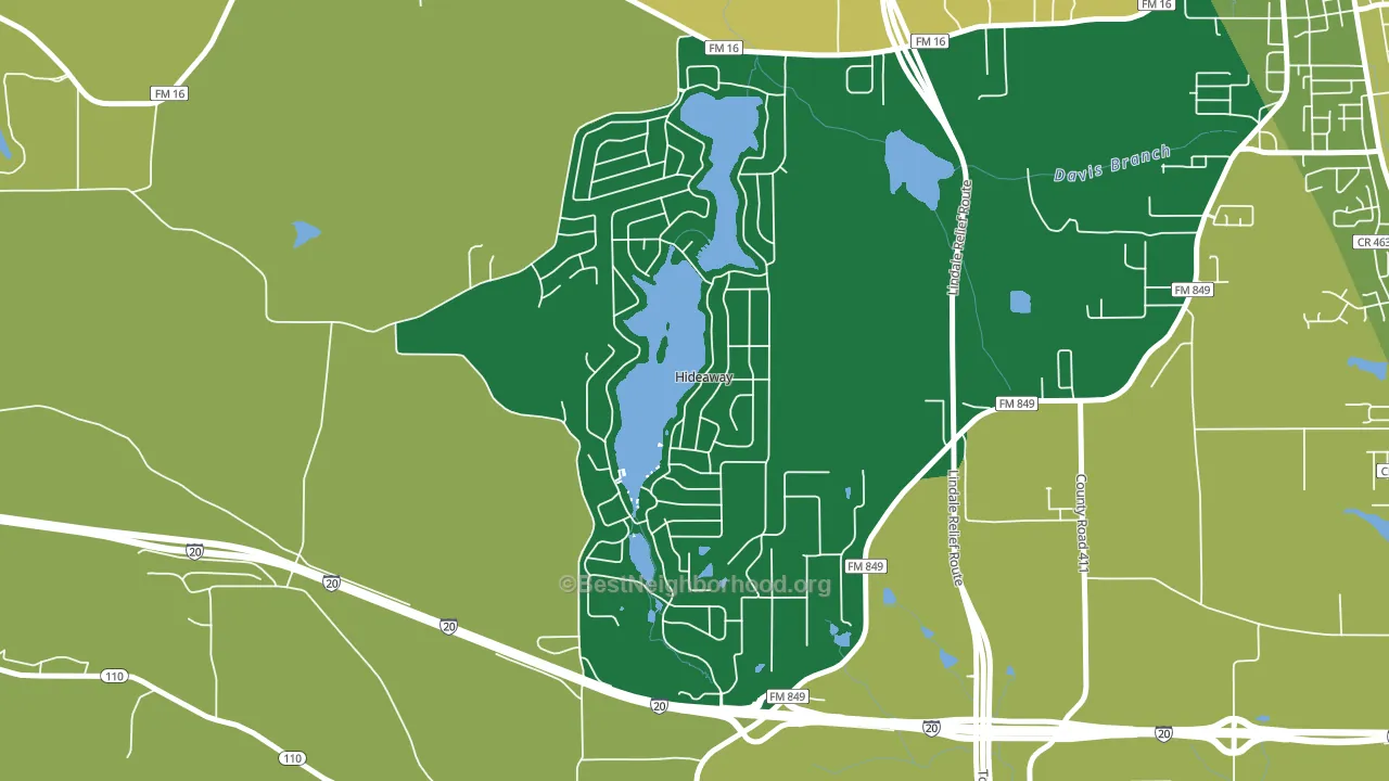 Hideaway, TX block-group voter-turnout map