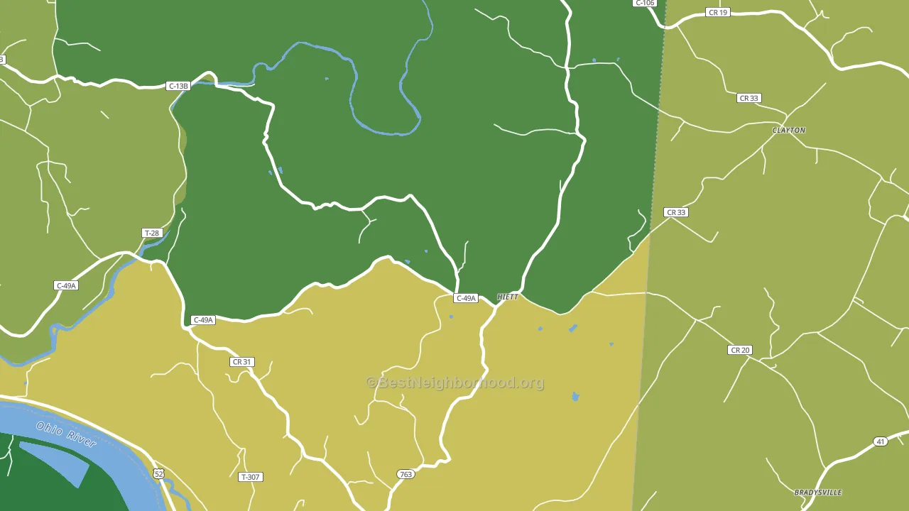 Hiett, OH block-group voter-turnout map