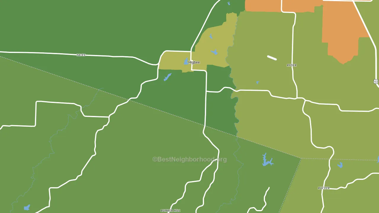 Higbee, MO block-group voter-turnout map