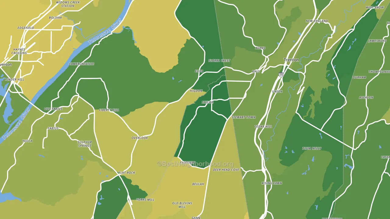 Higdon, AL block-group voter-turnout map