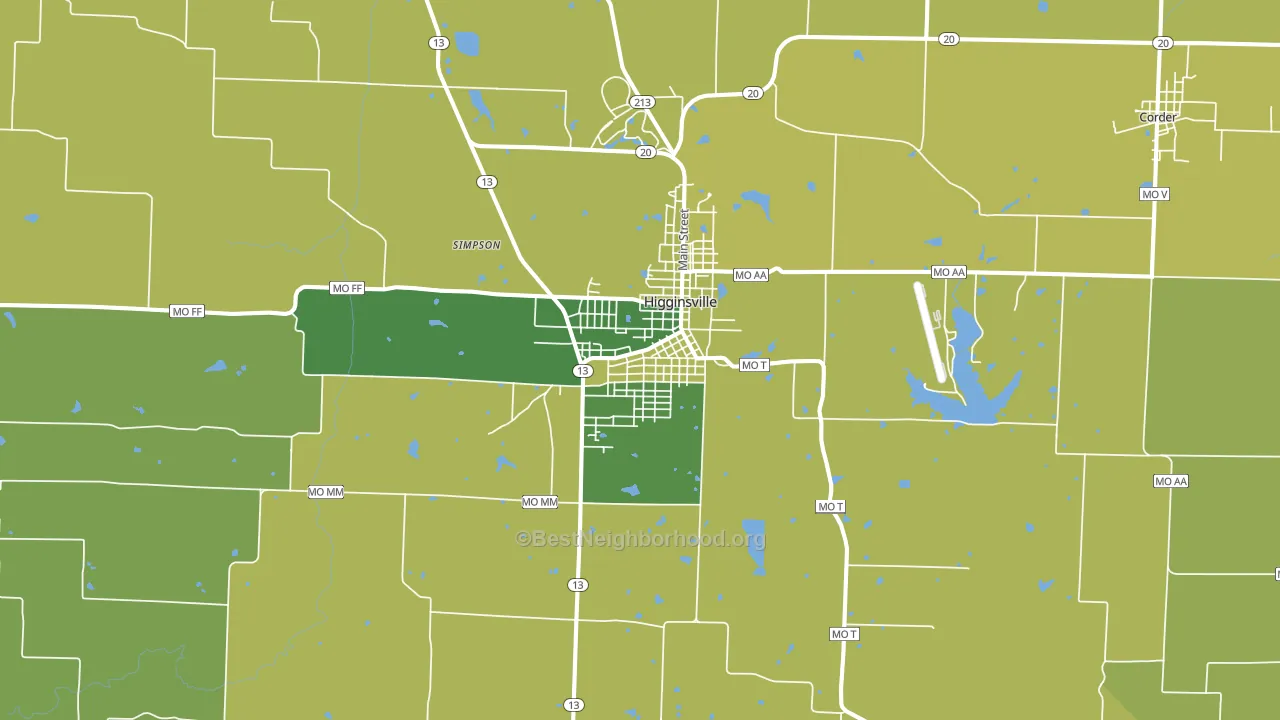 Higginsville, MO block-group voter-turnout map
