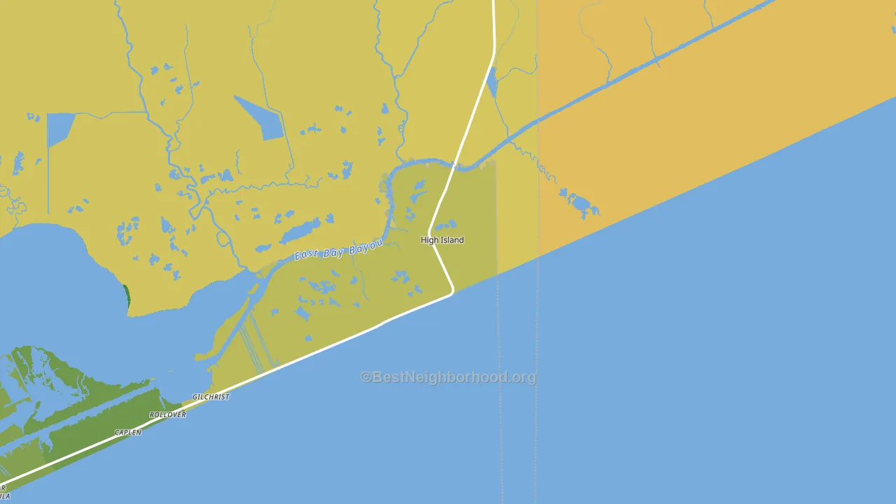 High Island, TX block-group voter-turnout map