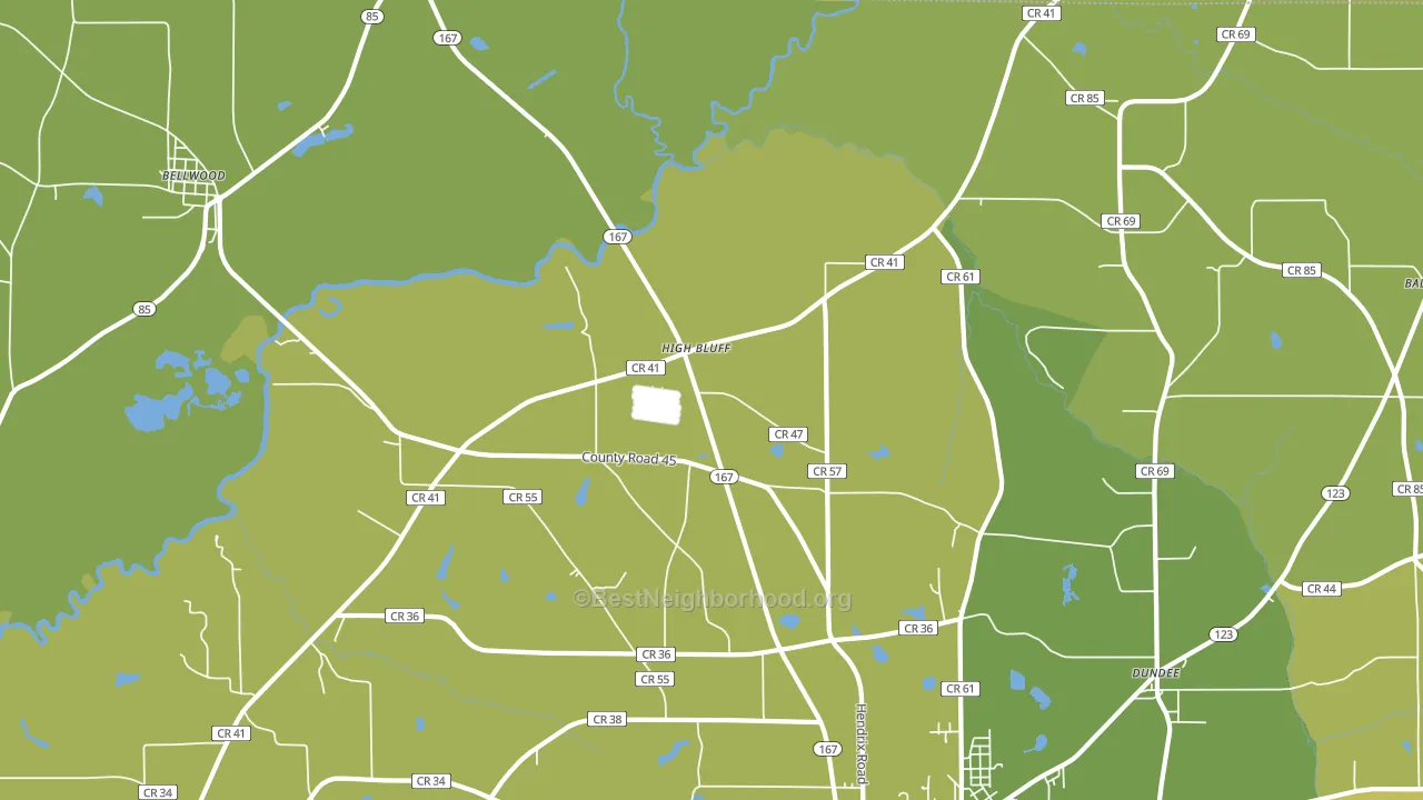 Highbluff, AL block-group voter-turnout map