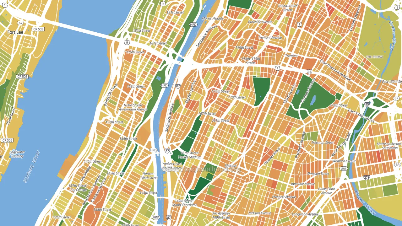 Highbridge, Bronx, NY block-group voter-turnout map