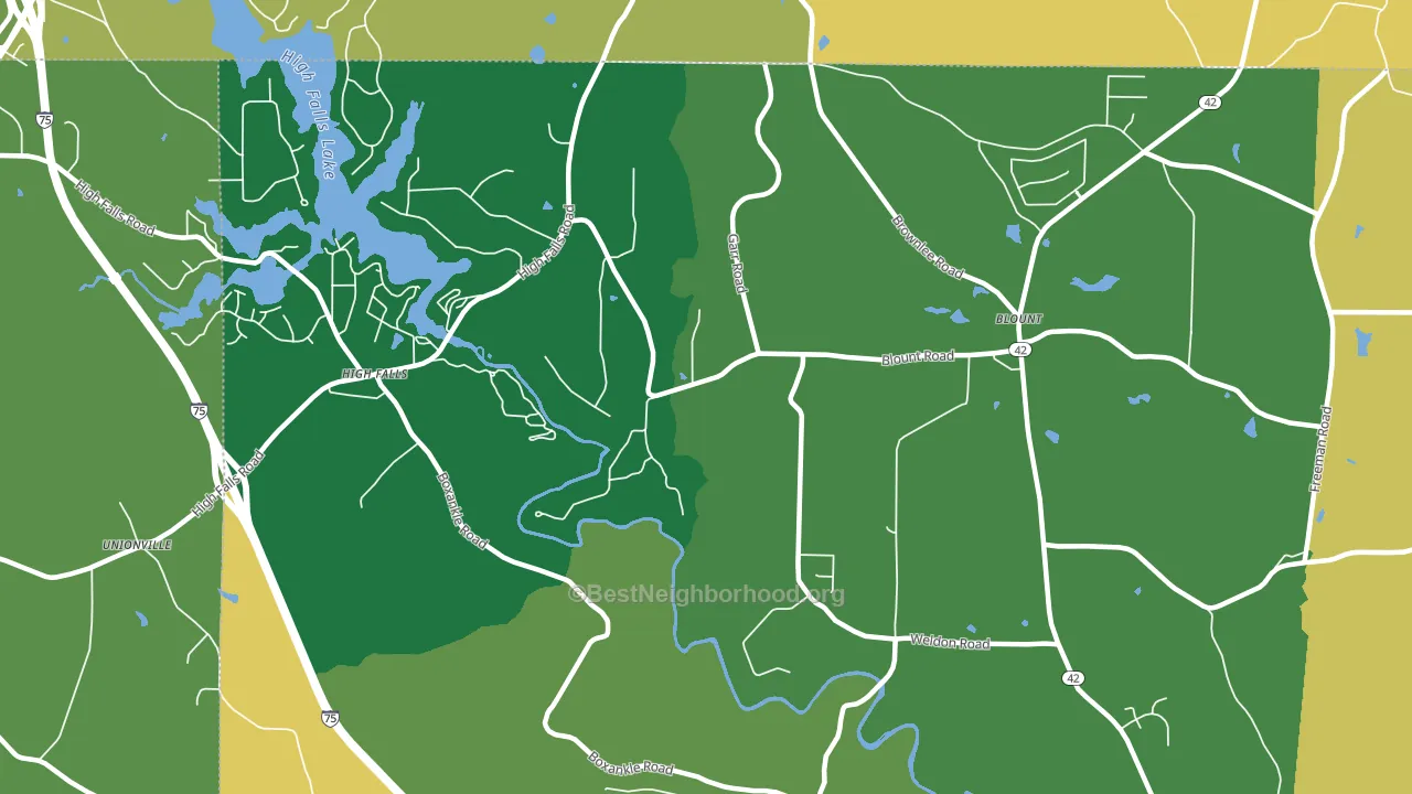 Highfalls, GA block-group voter-turnout map