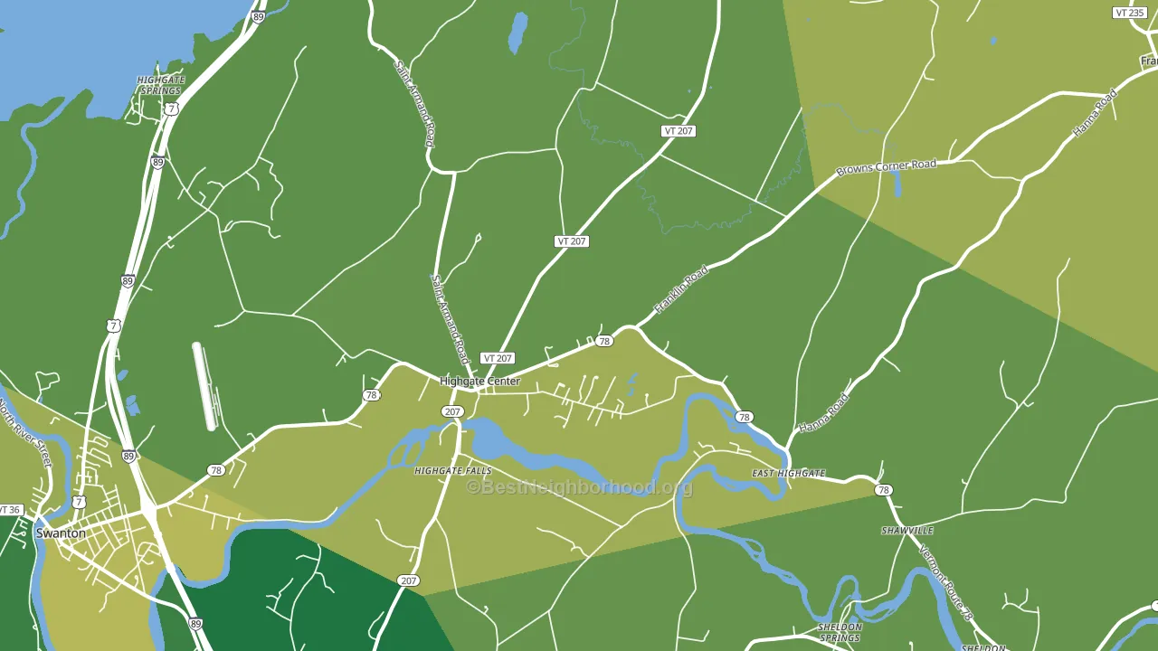 Highgate Center, VT block-group voter-turnout map
