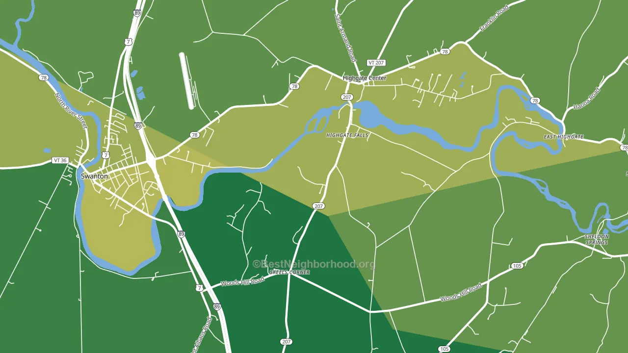 Highgate Falls, VT block-group voter-turnout map