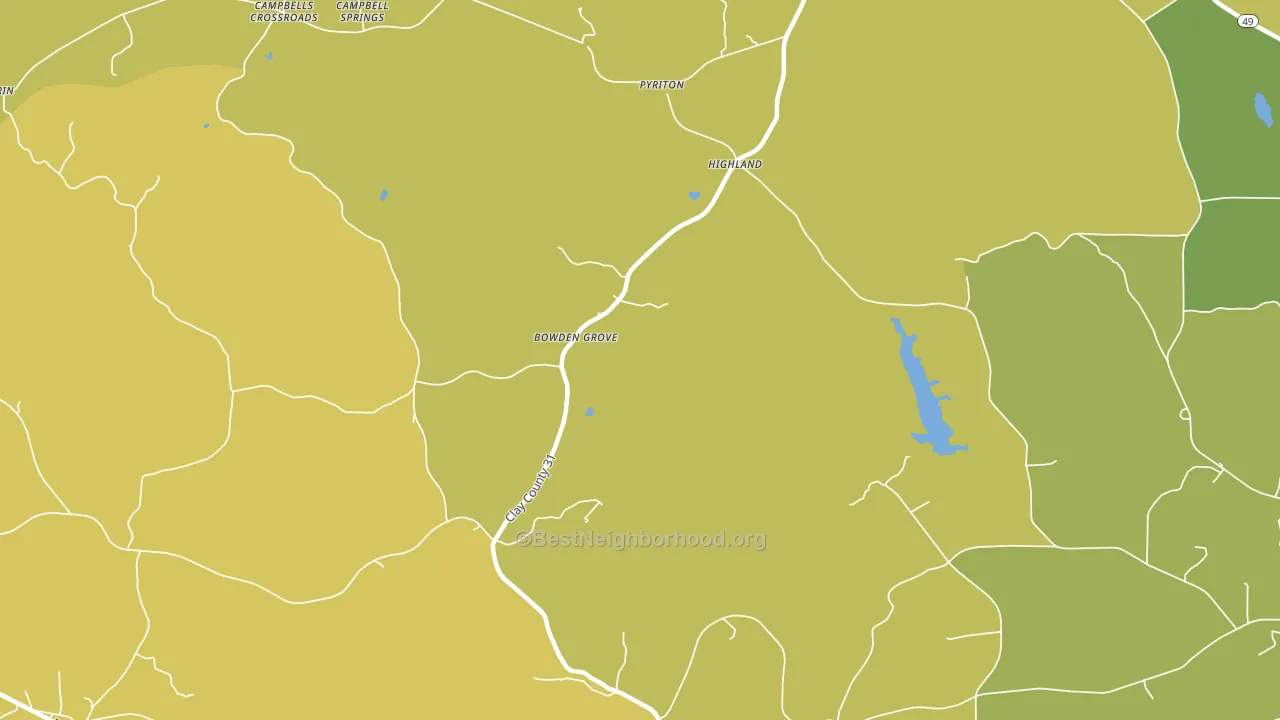 Highland, AL block-group voter-turnout map