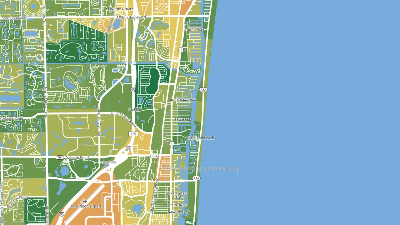 Highland Beach, FL block-group voter-turnout map