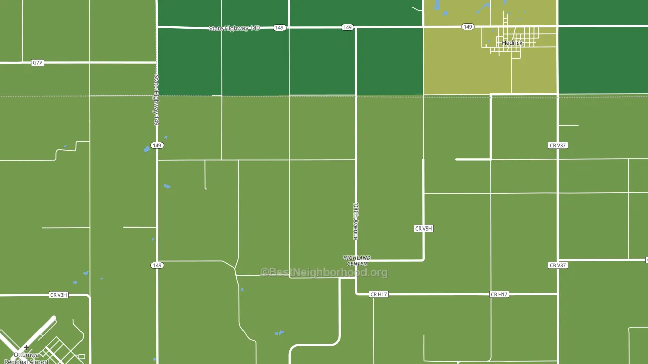 Highland Center, IA block-group voter-turnout map