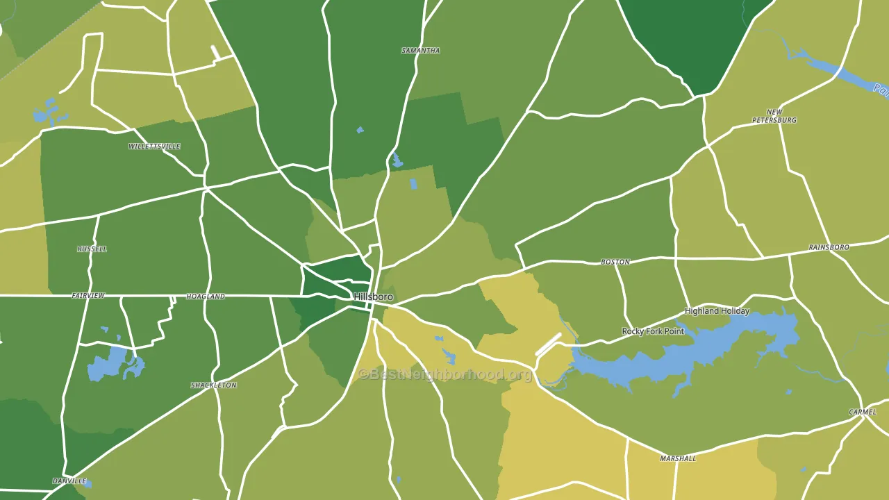 Highland County, OH block-group voter-turnout map