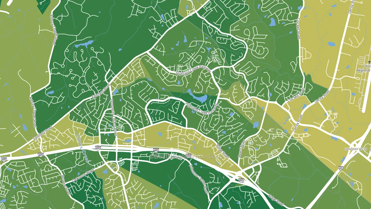 Highland Creek, Charlotte, NC block-group voter-turnout map