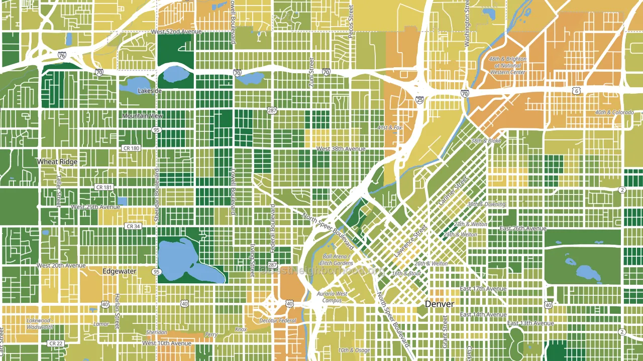 Highland, Denver, CO block-group voter-turnout map