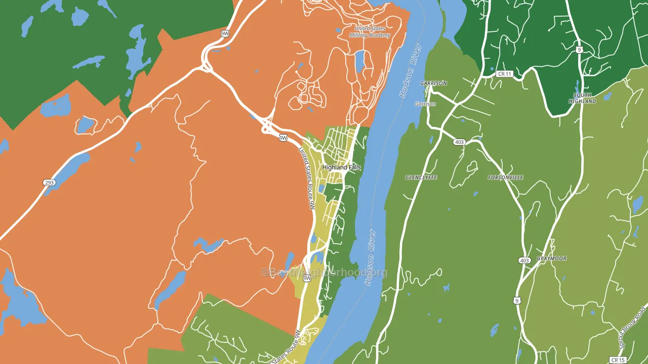 Highland Falls, NY block-group voter-turnout map