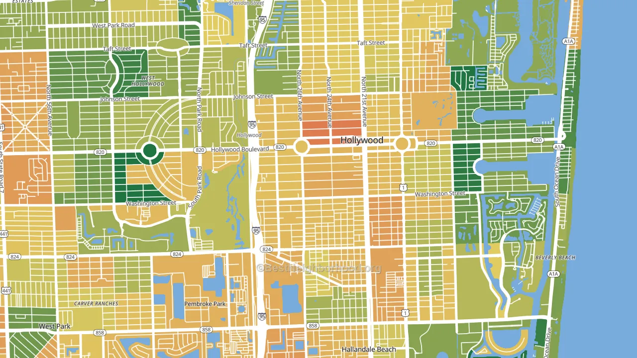 Highland Garden, Hollywood, FL block-group voter-turnout map