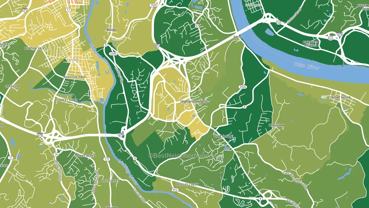 Highland Heights, KY block-group voter-turnout map