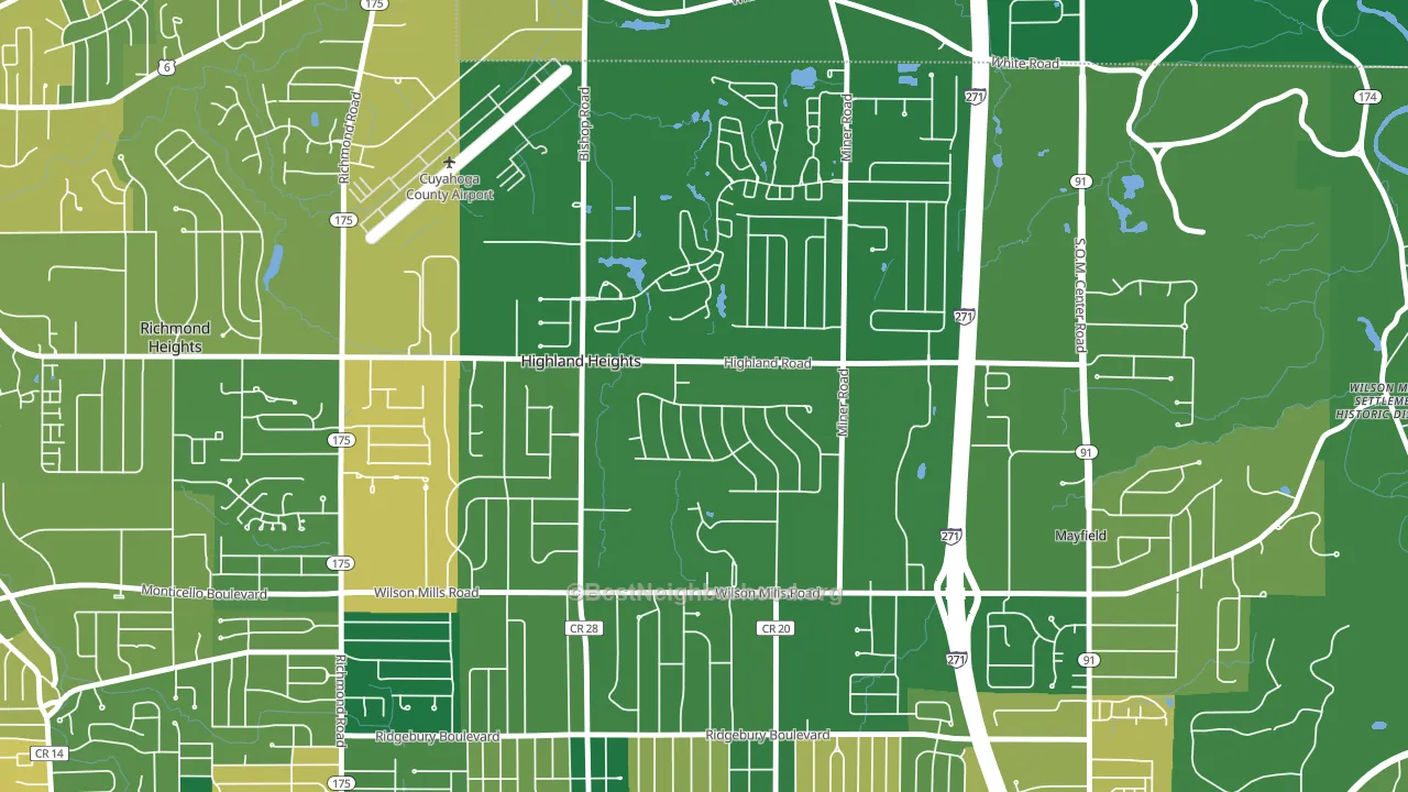 Highland Heights, OH block-group voter-turnout map