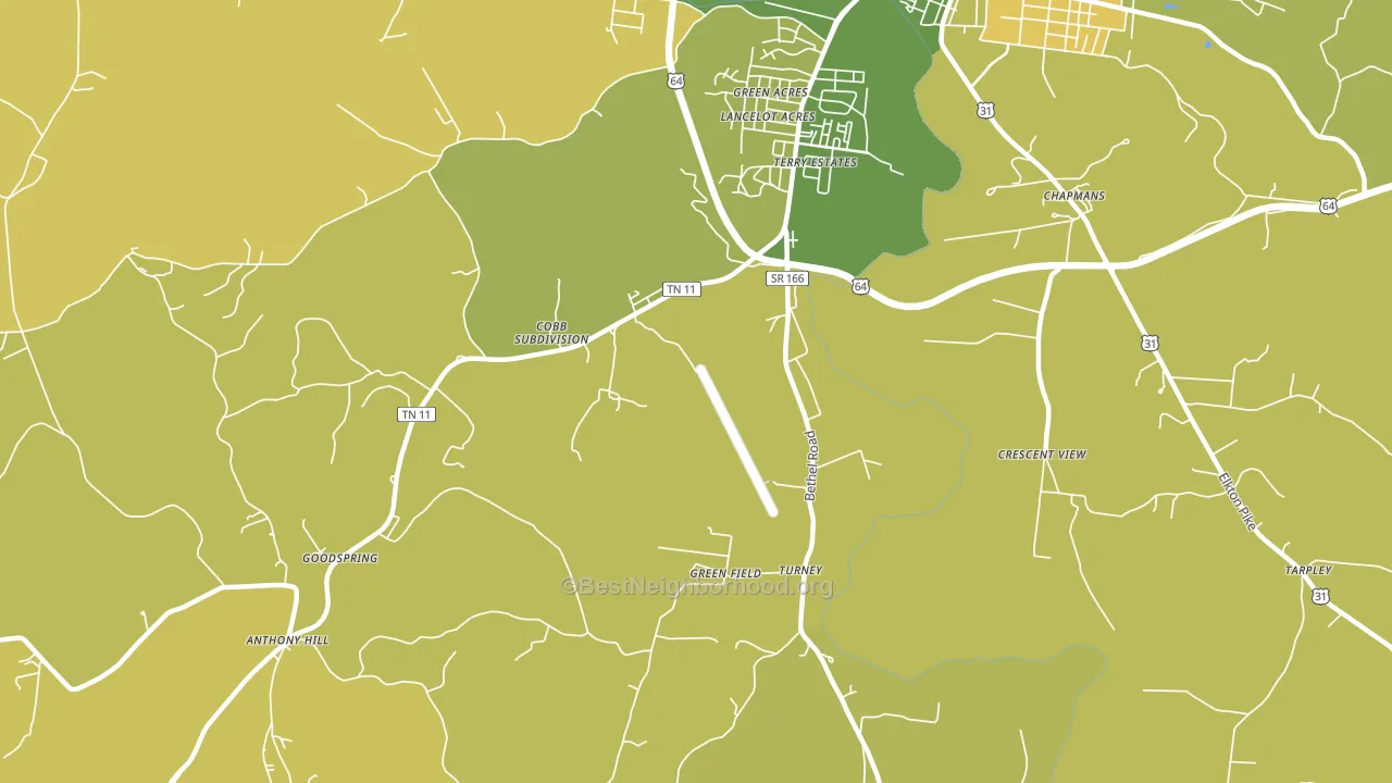 Highland Heights, TN block-group voter-turnout map