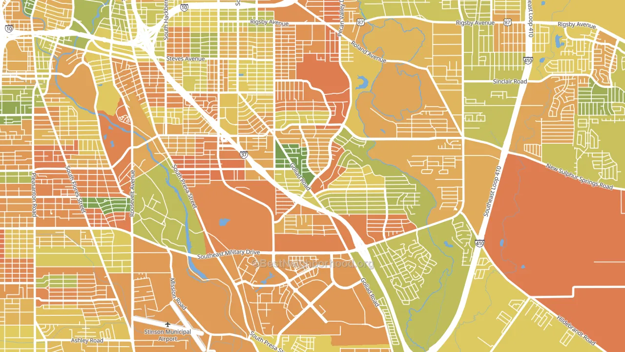 Highland Hills, San Antonio, TX block-group voter-turnout map