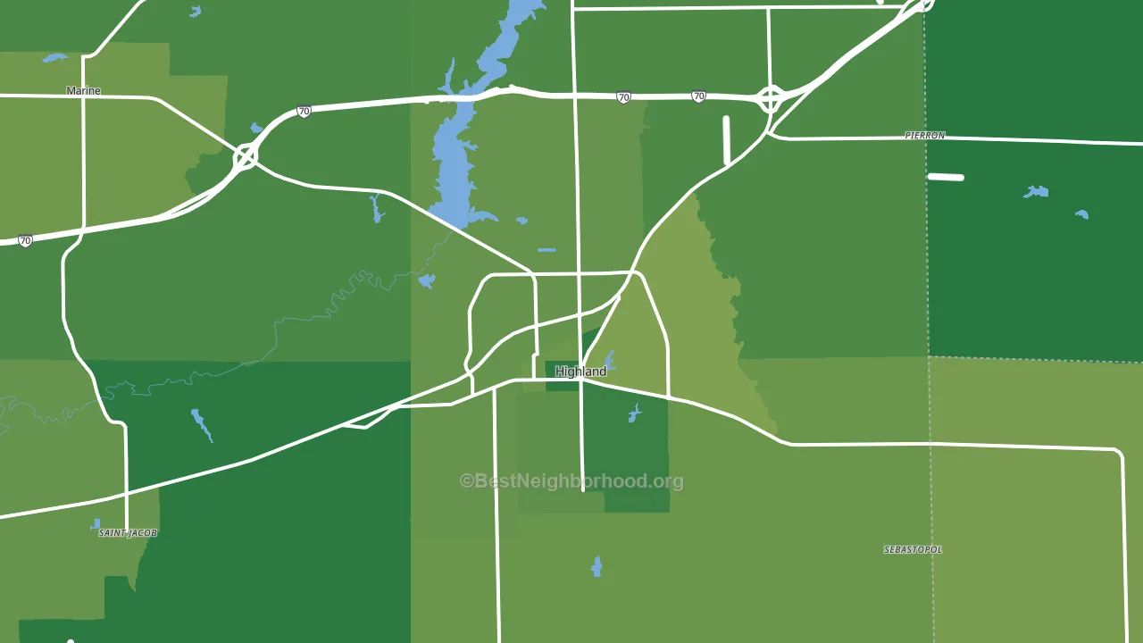 Highland, IL block-group voter-turnout map