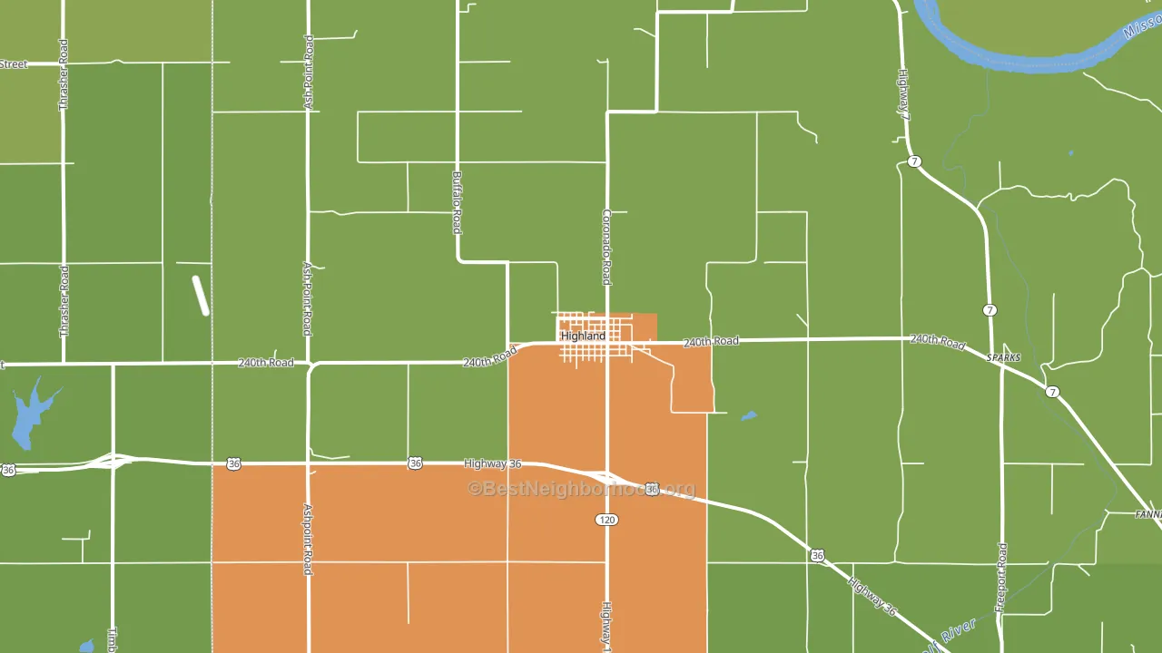 Highland, KS block-group voter-turnout map