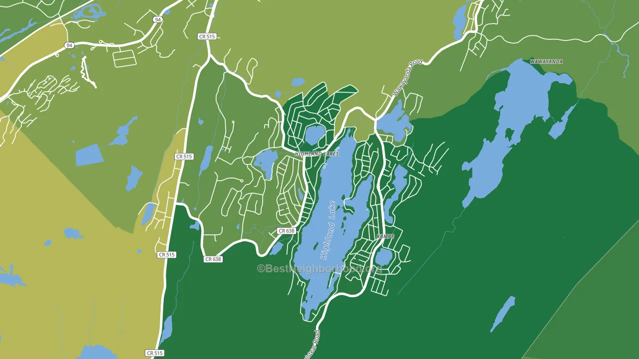 Highland Lake, NJ block-group voter-turnout map