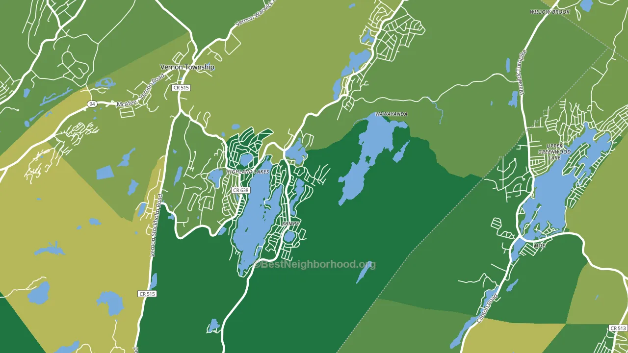 Highland Lakes, NJ block-group voter-turnout map